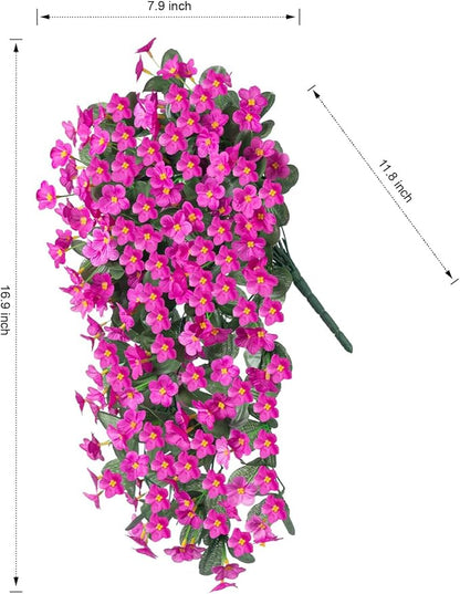 Artificial Fall Fake Hanging Flowers Plants for Outdoor Outside, 2 PCS Faux Silk Daisy Mums Fuchsia Orchid Long Vines UV Resistant Look Real for Home Porch Patio Window Planter Decoration