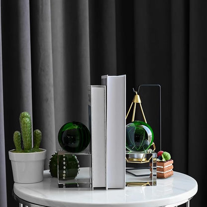 Crystal Bookends, 1 Pair of Decorative Tabletop Bookends for Office, Home, Desk, Comes with Gift Box