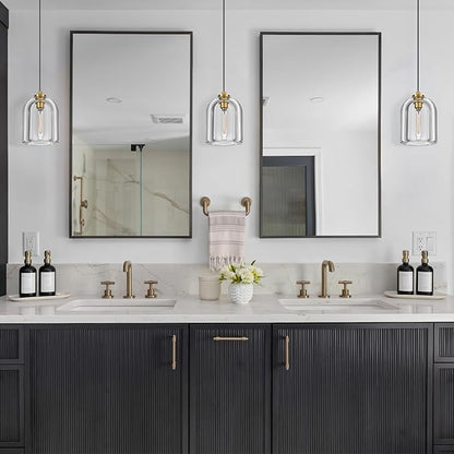 Crystal Pendant Light Kitchen Island: 5.1" Dimmable Vintage Brass Hanging Lights above Dining Table - Modern K9 Crystals Lighting - Luxury Gold Cylinder Pendants Light Fixtures 3000K E12 Bulb Included