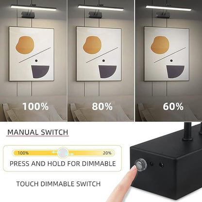 FUNCHDAY Picture Light,3CCT Battery Art Lights for Wall,Wireless Remote Painting Light with Timer and Dimmable,16”Metal Display Lighting for Artwork,Portrait,Gallery (Black-L)