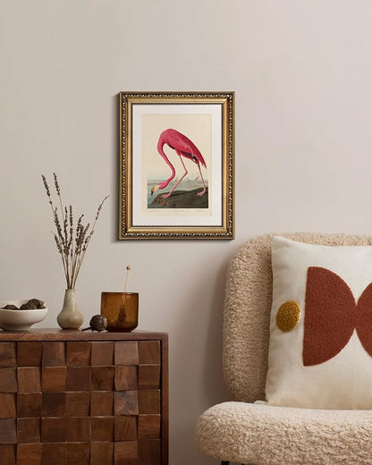 InSimSea Gold Framed Canvas Wall Art Room Decor Flamingo Classic Wildlife Print Wall Pictures Elegant Home Decor for Bedroom Bathroom Dining Room – 14L X 11W