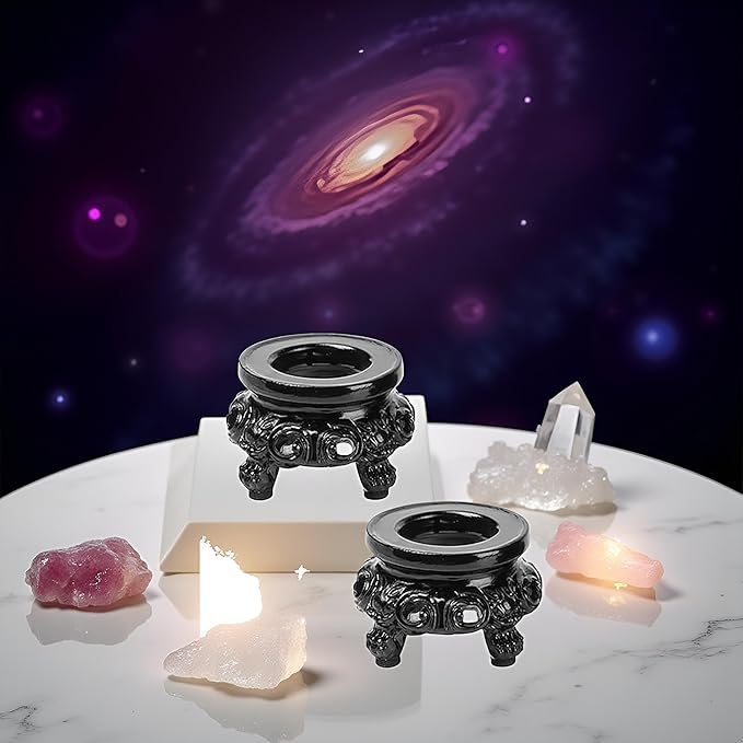 2Pcs Black Wooden Display Stand for Crystal Sphere Quartz Ball Holder Hollow Wood Stand Base for Sphere Globe Stone Decoration Display Pedestals Home Decor, Crystal Ball Stand