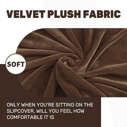 MAXIJIN Velvet Stretch Seat Cushion Covers Couch Cushion Cover for Individual Cushions Sofa Seat Cushion Slipcovers with Elastic Bottom (2 Piece Sofa Cushion Covers, Dark Coffee)