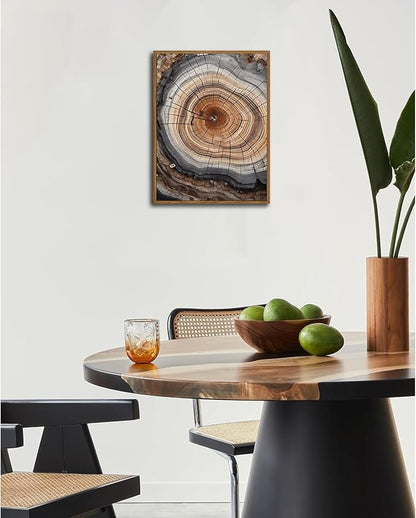IBHJSART Framed Tree Ring Canvas Wall Art Vintage Colorful Wood Stump Painting Prints Modern Minimalist Pictures Neutral Nature Rustic Farmhouse Decor Living Room Bedroom Bathroom Office