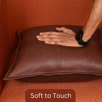 LL LEATHER LOVERS Genuine Lambskin Leather Pillow Cover, 14x14 Inch Case for Lumbar Throw Couch Pillows, Thick & Soft Cushion Covers for Sofa Bed Home Décor (Antique Dark Brown Box Pack of 2)