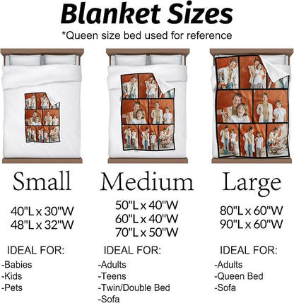 Mothers Day Personalized Gifts from Daughter Custom Blankets with Photos and Text Multiple Colors Sizes Soft Flannel Gifts for Women Birthday Gifts for Mom