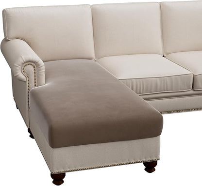 H.VERSAILTEX Super Stretch Individual Chaise Cover Sectional Couch Covers for L Shaped Sofa Both Left/Right Featuring Thick Soft Fleece Fabric (Chaise Cover, Taupe)