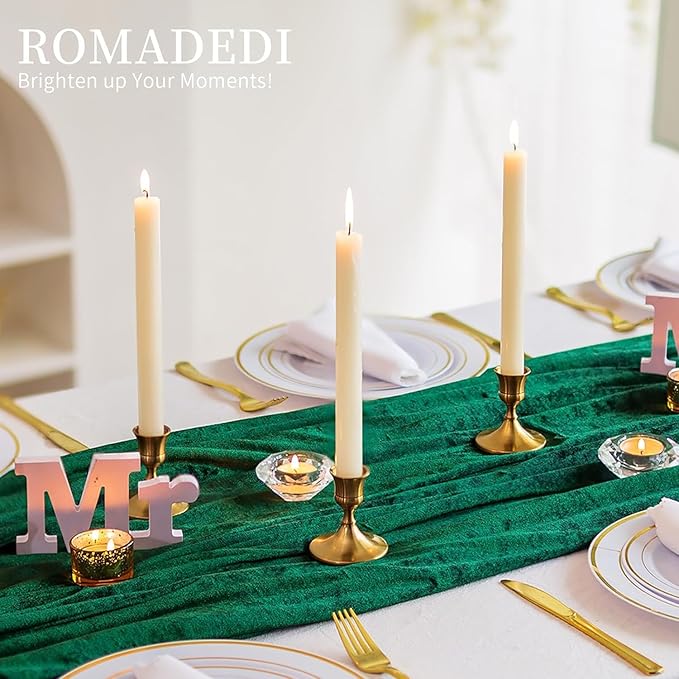 Romadedi Gold Candlestick Candle Holders for Taper, 2 PCS Gold Brass Color Candle Stick Candle Holder for Table Centerpiece, Wedding Reception, Festive Christmas Mantel Decoration or Home Decor