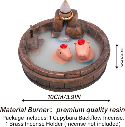 Capybara Backflow Incense Holder - Cute Unique Design Backflow Burner with Waterfall Effect for Relaxation and Aromatherapy, Ideal for Living Room, Yoga Studio, and Creative Spaces