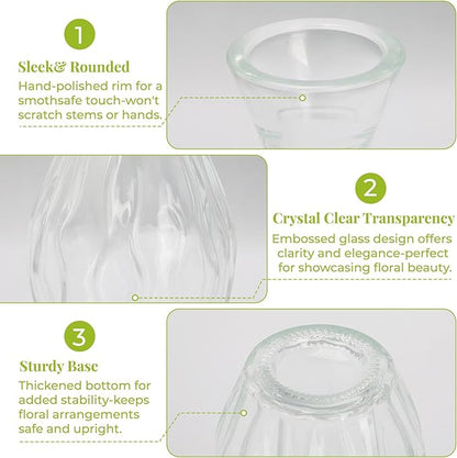 BEAHOT 32 Pack Bud Flower Vase in Bulk,Mini Vintage Glass Clear Vases for Centerpieces,Wedding Decor,Party & Home Decaration,Mother's Day (Clear)