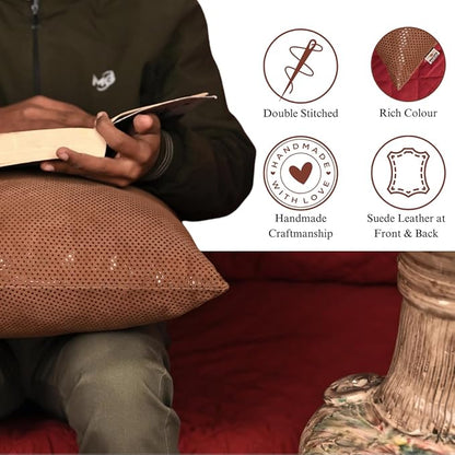 Star Sparkling Suede Leather Pillow Cover, Square Soft Metallic Throw Pillow Covers, Pillow Cases for Home Décor, Sofa, Couch Chair, Car (20x20 Inches, Sparkling Brown Pack of 1)
