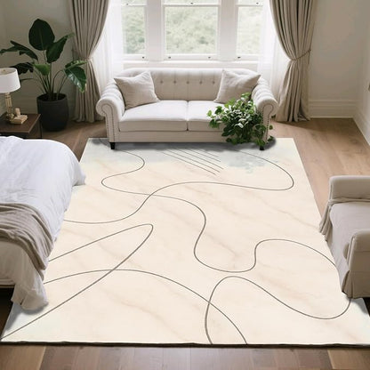 Modern Marble Rug - 3x4 Rug, Abstract Line Marble Outdoor Rugs, Minimalist Geometry Entryway Rugs, Washable & Non Slip Carpet Home Decor