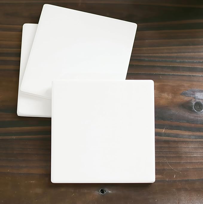 10 PCS Ceramic Tile White Coasters to Paint your Own Christmas Decorations Ceramic Unglazed DIY Art Craft Ready to Paint Ceramics Decorations 4x4in for Adults