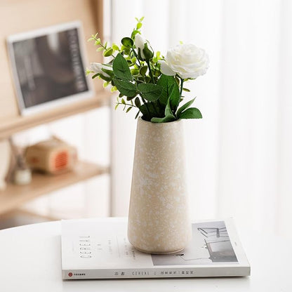 Beige Vase - 8" White Textured Vase, Pampas vase, Boho Rustic Vases for Home Decor, Farmhouse Decor, Minimalist Cream Modern Flower vases for Centerpieces, Living Room, Bedroom