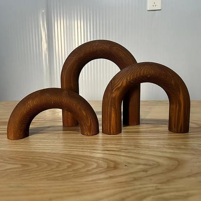 3Pcs Wood Arch Decor Accents - Home Book Table Decorative Rustic Arch Decor Modern Boho Minimalist Coffee Table Bookshelf Living Room Entryway Aesthetic Decorations Objects (Pumpkins)