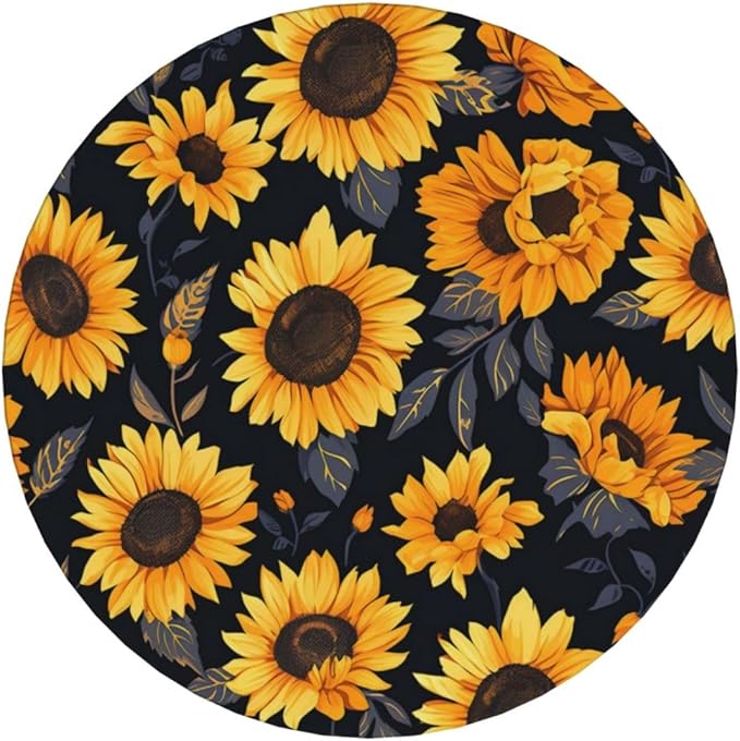 6 Pcs Ceramic Coasters with Holder Absorbent Drink Round Sunflower Style6 Design for Home Table Coffee Cup Wine Beer Bar,Size 4.4 inches