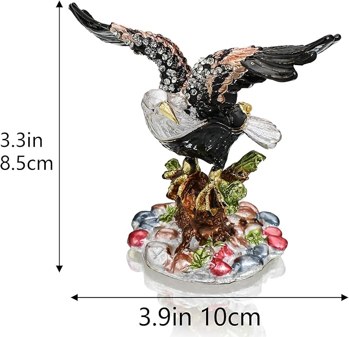 YU FENG 3.9inch Eagle Trinket Box Small Hinged Trinket Boxes Animal Enamel Jewelry Trinket Box Eagle Figurine Ring Box for Daughter Girl Women Christmas Gift