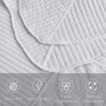 CHIXIN Bedspread Coverlet Quilt Set Full Size - Lightweight Bedding Cover - Beautiful Stitching - 5 Piece Reversible Bedspread - Gorgeous Damask Paisley Pattern (Full, Pure White)