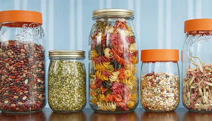 Le Parfait Screw Top Jar Wide Mouth French Glass Jar | Ideal for Food and Soup Storage, Canning, Flour, Brown Sugar, and other Baking Supplies (1L/32oz, Single, Gold)