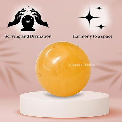 Amazing Gemstone Yellow Aventurine Crystal Ball - 1 Inches Crystal Sphere Meditation Balls for Witchcraft and Decorative Balls - Crystals and Healing Stones Beginners Gift (Pack of 1)
