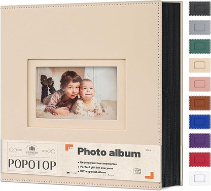 Popotop Photo Album 4x6 800 Pockets with Leather Hardcover Cover, Large Photo Album Binder Book with 80Pcs Pages for Family Travel Wedding Baby Gifts