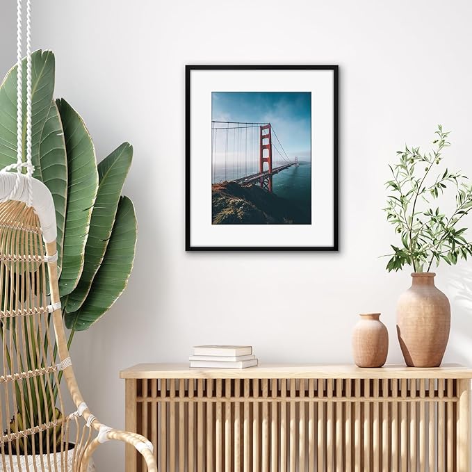 Americanflat 13x16 Picture Frame with Polished Plexiglass - Use as 9x12 Frame with Mat or Display 13x16 Photo Without Mat - Streamline Collection - Thin Border Picture Frames for Wall - Black