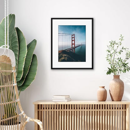 Americanflat 13x16 Picture Frame with Polished Plexiglass - Use as 9x12 Frame with Mat or Display 13x16 Photo Without Mat - Streamline Collection - Thin Border Picture Frames for Wall - Black