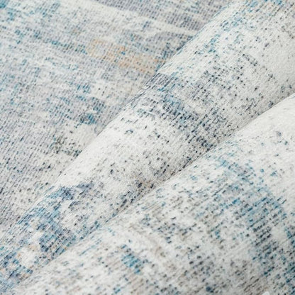 3x7 Washable Runner Rug Blue Cream Abstract Hallway Kitchen Throw Rug Neutral Modern Non Slip Soft Low Pile Lightweight Carpet for Bathroom Laundry Bedroom Living Room