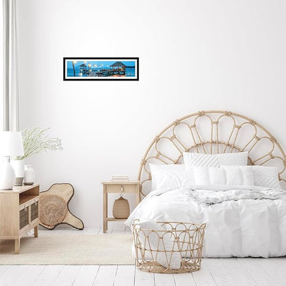 8x24 Picture Frame Set of 2 with 6x22 Mat, Panoramic Picture Frame Display Photo 6x22 with Mat or 8 x 24 Without Mat, Wall Hanging Large 8 by 24 Poster Frame with Plexiglass, 2 Pack, Black