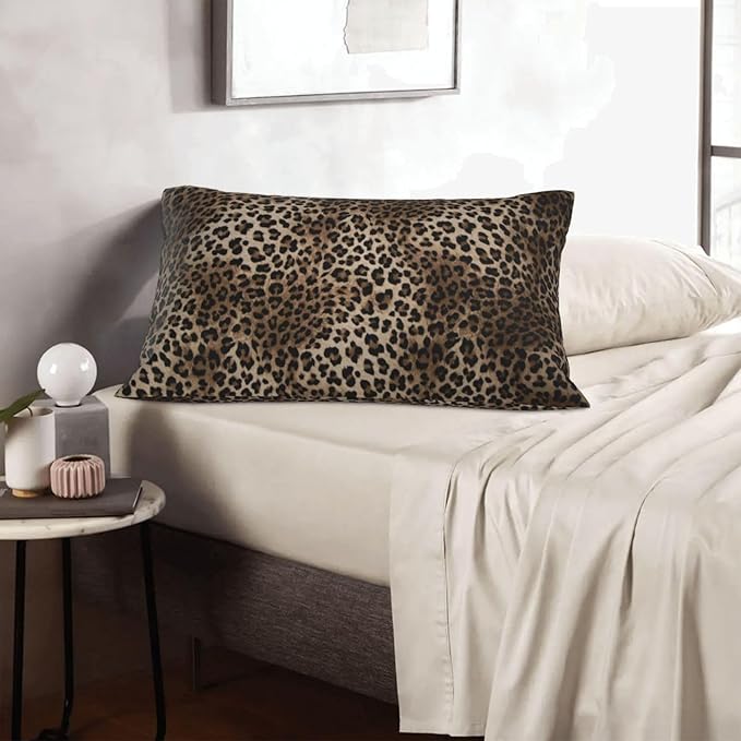 Brown Leopard Pillow Covers 12x20 Inch Set of 2 Cheetah Throw Pillows Skin Animal Print Pillow Cases Outdoor Farmhouse Soft Cotton Cushion Case Lumbar Modern Decorative Pillows for Couch Sofa