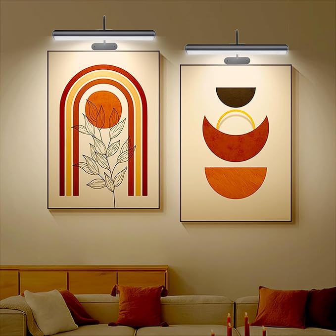 2Pack-Dimmable Picture Lights with Timer Controller for Wall Sconce Lamps,Art Painting Light for Home Office Gallery, 5000mAh Rechargeable Battery Operated Wall Light for Display Portrait Frame-Black