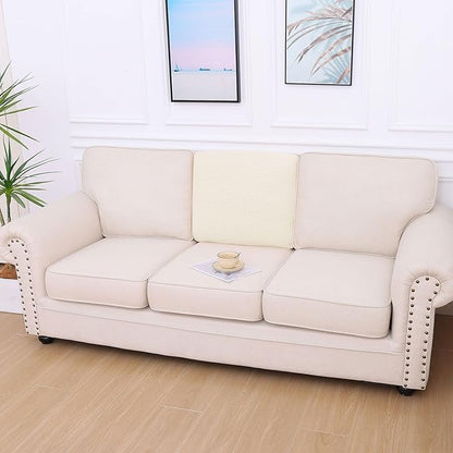 hyha Waterproof Couch Cushion Covers for Pets, Non Slip Sofa Seat Cover for Dogs Washable, Soft Thick Stretch Jacquard Fabric, Sofa Slipcovers with Elastic Bottom (1 Piece for Backrest M, Light Beige)