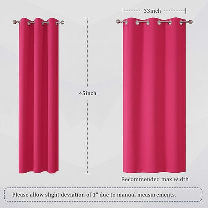 DUALIFE Solid Blackout Curtain Panels for Living Room 45 Inch Length Hot Pink Thermal Insulated Room Darkening Curtains Grommet Top 38''x45'' Raspberry Sorbet