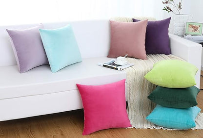 Jeneoo Comfy Soft Thick Velvet Throw Pillow Covers Decorative Solid Square Couch Cushion Cases for Home Bedroom Car Decor (Turquoise, 20 x 20 Inches, 2 Pieces)