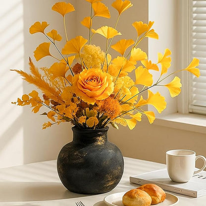 Ceramic Rustic Farmhouse Vase | 6 Inch Pottery Decorative Flower for Home Decor | Boho Vase | Terracotta for Table, Living Room, Bathroom Decoration, Shelf Decor, Mantel, Bronze