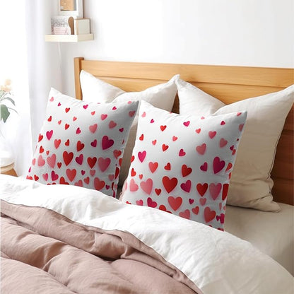 Valentines Day Pillow Covers 24x24 Set of 2 Red Pink Heart Throw Pillow Covers Love Pillowcase Linen Decoration Farmhouse Holiday Cozy Soft Cushion Case Couch for Indoor Outdoor Home Decor