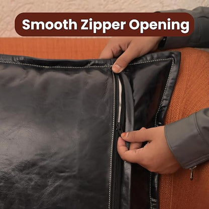 LL LEATHER LOVERS Lambskin Leather Pillow Cover - Sofa Cushion Case - Decorative Throw Covers for Living Room & Bedroom, 22x22 Inches - Ink Blue Box Pack of 1