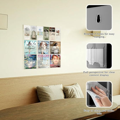 Acrylic Brochure Pamphlet Holder, 6 Magazine Holders and 6 Pamphlet Holders, Clear Brochure Display Stand Wall Mount, Trifold Flyer Rack, Literature Storage Rack for Home, Offices, Waiting Room