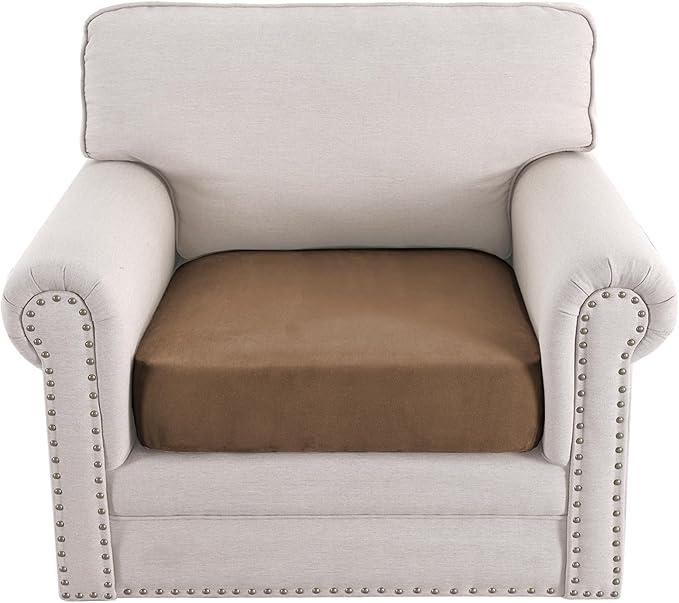 H.VERSAILTEX Suede Seat Cover Stretch Chair Covers for Living Room Pet-Friendly Couch Covers Thick Soft Sofa Slipcovers Washable(1 Piece Chair Cover, Mocha)