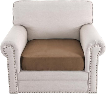 H.VERSAILTEX Suede Seat Cover Stretch Chair Covers for Living Room Pet-Friendly Couch Covers Thick Soft Sofa Slipcovers Washable(1 Piece Chair Cover, Mocha)