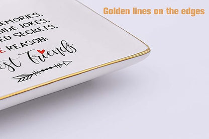 Women Best Friends Present-Friendship Memories Long Distance Gift,Mother's Day Wedding Graduation Christmas Birthday Presents-Female Jewelry Tray,Trinket Holder,Ring Dish