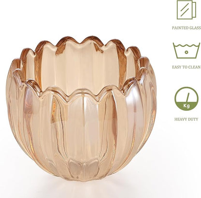 Tulip Lamp Shades Replacement, 5" Dia. * 4.25" H Amber Glass Sconce Shade Heavy and Thick for Wall Sconces Pendant Lights Ceiling Lights Chandelier, 2 Pack
