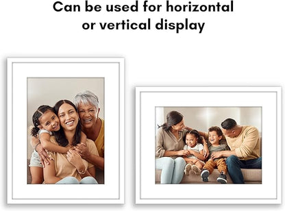 Americanflat 11x14 Picture Frame with Shatter-resistant Glass - Use as 8x11 Frame with Mat or Display 11x14 Photo Without Mat - Streamline Collection - Thin Border Picture Frames for Wall - White