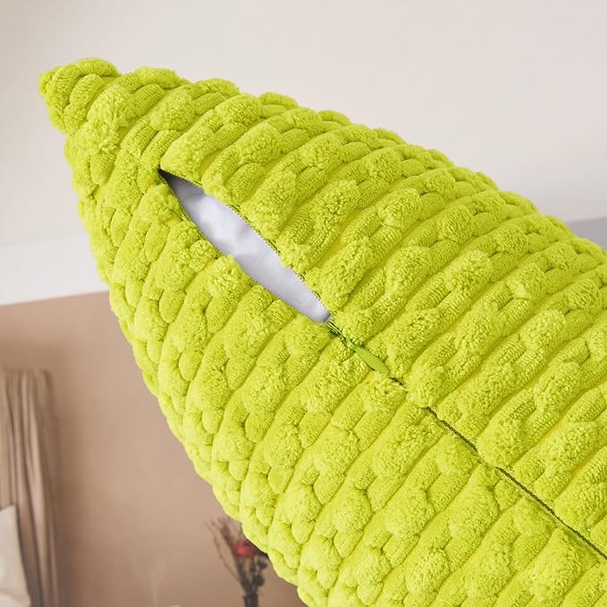 Kevin Textile Decorative Pillow Covers Set of 2 Striped Plush Corduroy Pillows Pillowcases Boho Home Decor Cushion Covers for Couch Sofa Bed Living Room 26x26 Inch, Christmas Green