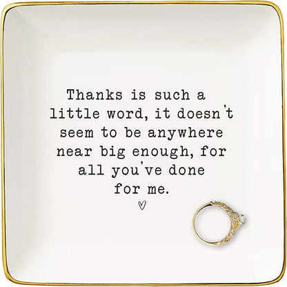 Appreciation,Birthday,Thanksgiving,Christmas Gift for Woman Best Friend,Thank You Gifts for Women Gril,Present to Say Thank You-Appreciation Keepsake -Ceramic Jewelry Tray Trinket Holder Ring Dish