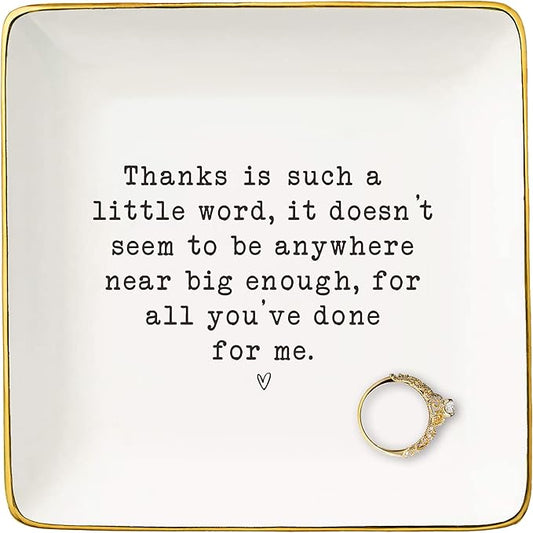 Appreciation,Birthday,Thanksgiving,Christmas Gift for Woman Best Friend,Thank You Gifts for Women Gril,Present to Say Thank You-Appreciation Keepsake -Ceramic Jewelry Tray Trinket Holder Ring Dish