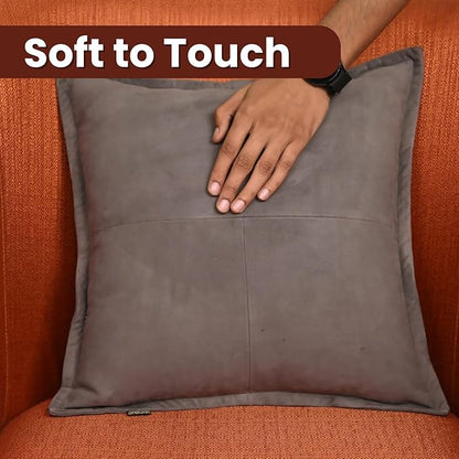 LL LEATHER LOVERS Genuine Suede Leather Pillow Cover, 20x20 Inch Case for Lumbar Throw Couch Pillows, Thick & Soft Cushion Covers for Sofa Bed Home Decor (Suede Grey Box Pack of 1)