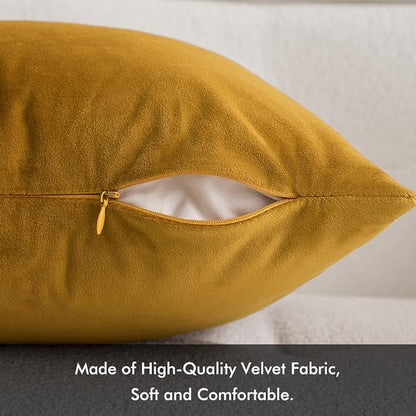 MIULEE Velvet Throw Pillow Covers 12x20 Inch, Pack of 2 - Mustard Yellow, Soft Solid Lumbar Decorative Pillow Covers Modern Luxury Home Decor for Spring Couch Sofa Bedroom Livingroom