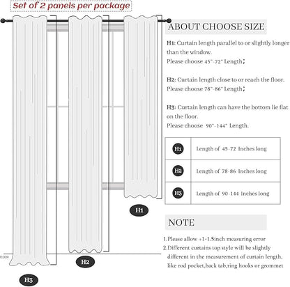 Pitalk Cream Linen Curtains 94 Inches Long 2 Panels for Living Room Back Tab Pocket Light Filtering Cloth Textured Linen Sheer Drapes Ivory Curtains for Patio Door Doorway Playroom Bay Window 52x94
