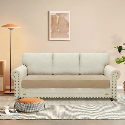 MAXIJIN Velvet Stretch Couch Cushion Covers Soft Sofa Cushion Cover Replacement Sofa Seat Cushion Slipcovers Furniture Protector with Elastic Bottom (1 Piece Sofa Cushion Cover, Camel)
